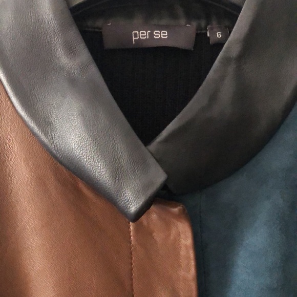 PER SE by CARLISLE • Genuine Suede Leather & Knit Car Coat / Long Jacket - Picture 4 of 16